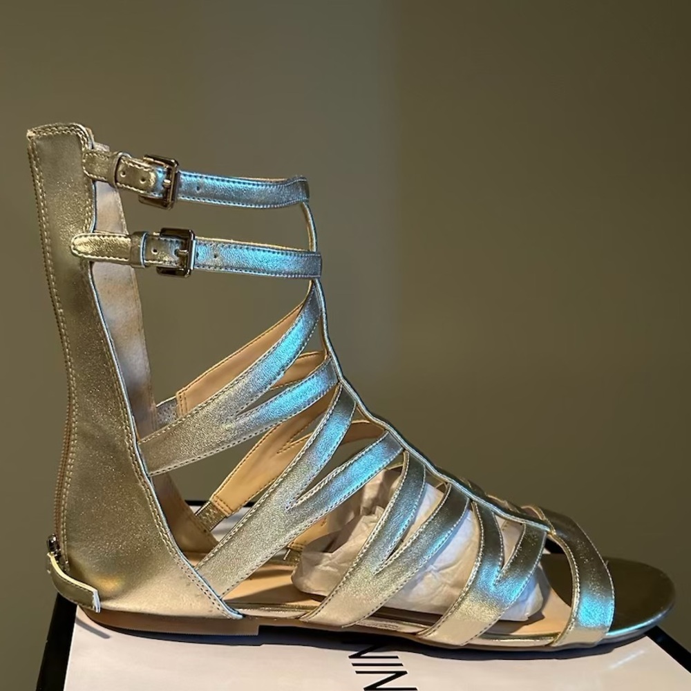 Nine West gold gladiator sandals-12